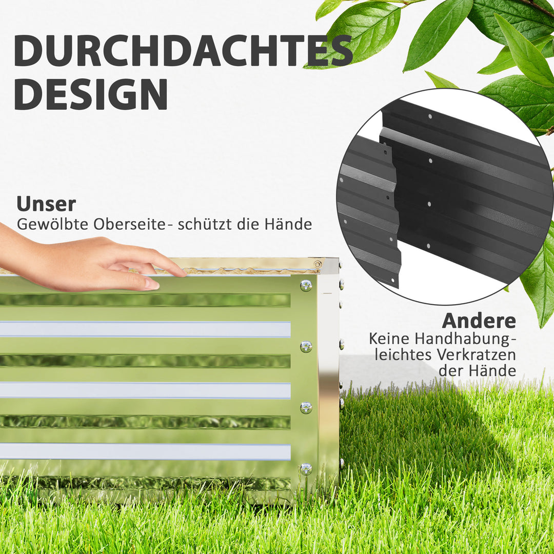 Havebed, plantekasse med stålhus, sølv, 120 x 120 x 30 cm