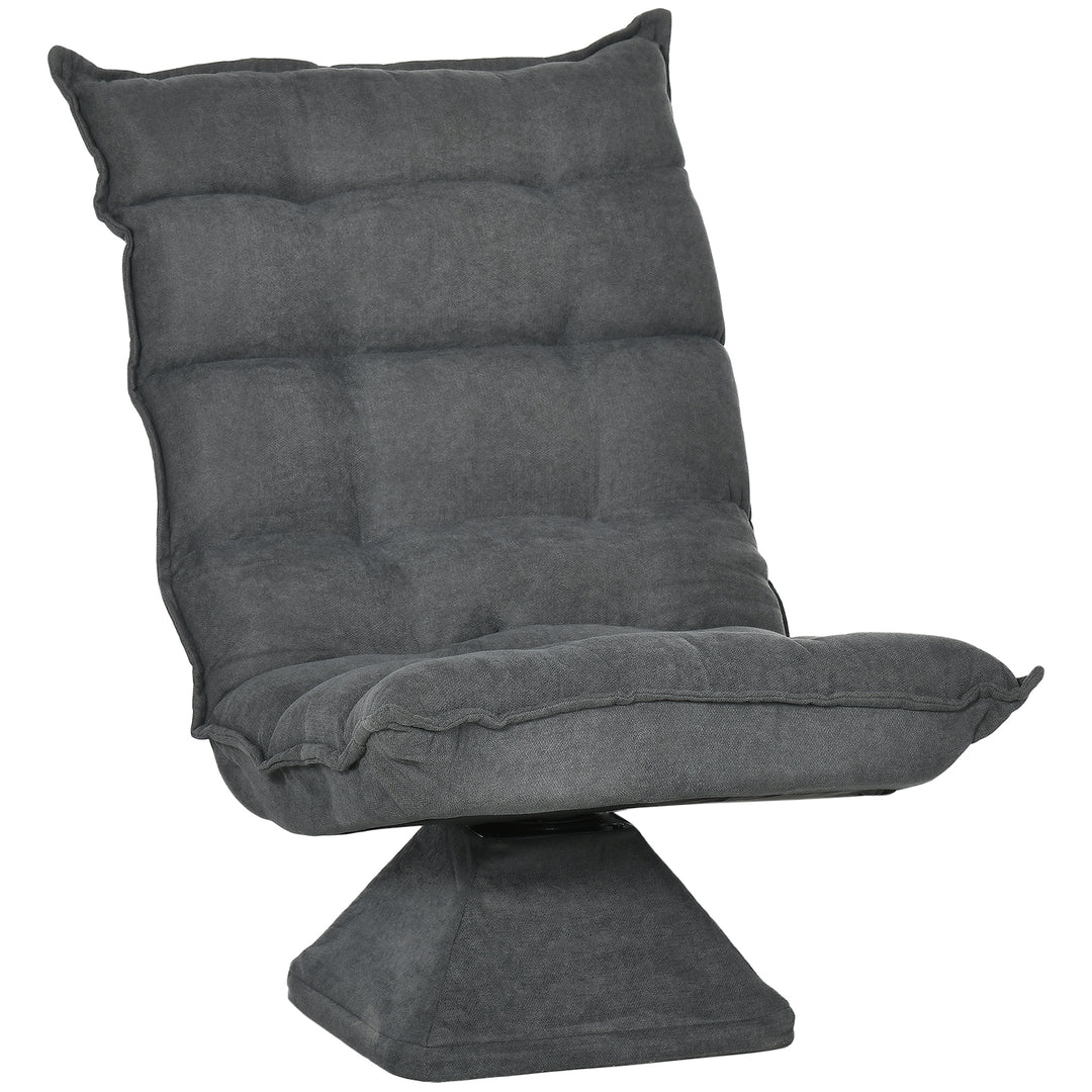 Hvilestol med justerbar lænefunktion, drejelig, linnedlook, 62 cm x 70 cm x 95 cm, grå