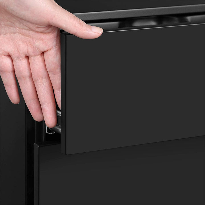 Kontorarkivskab, mobilt opbevaringsskab med hjul og lås til dokumenter og hængemapper med 3 skuffer, sort