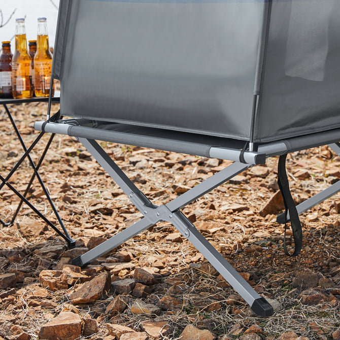 Telt til 1 person, Længde 193 cm Bredde 86 cm Højde 160 cm, grå