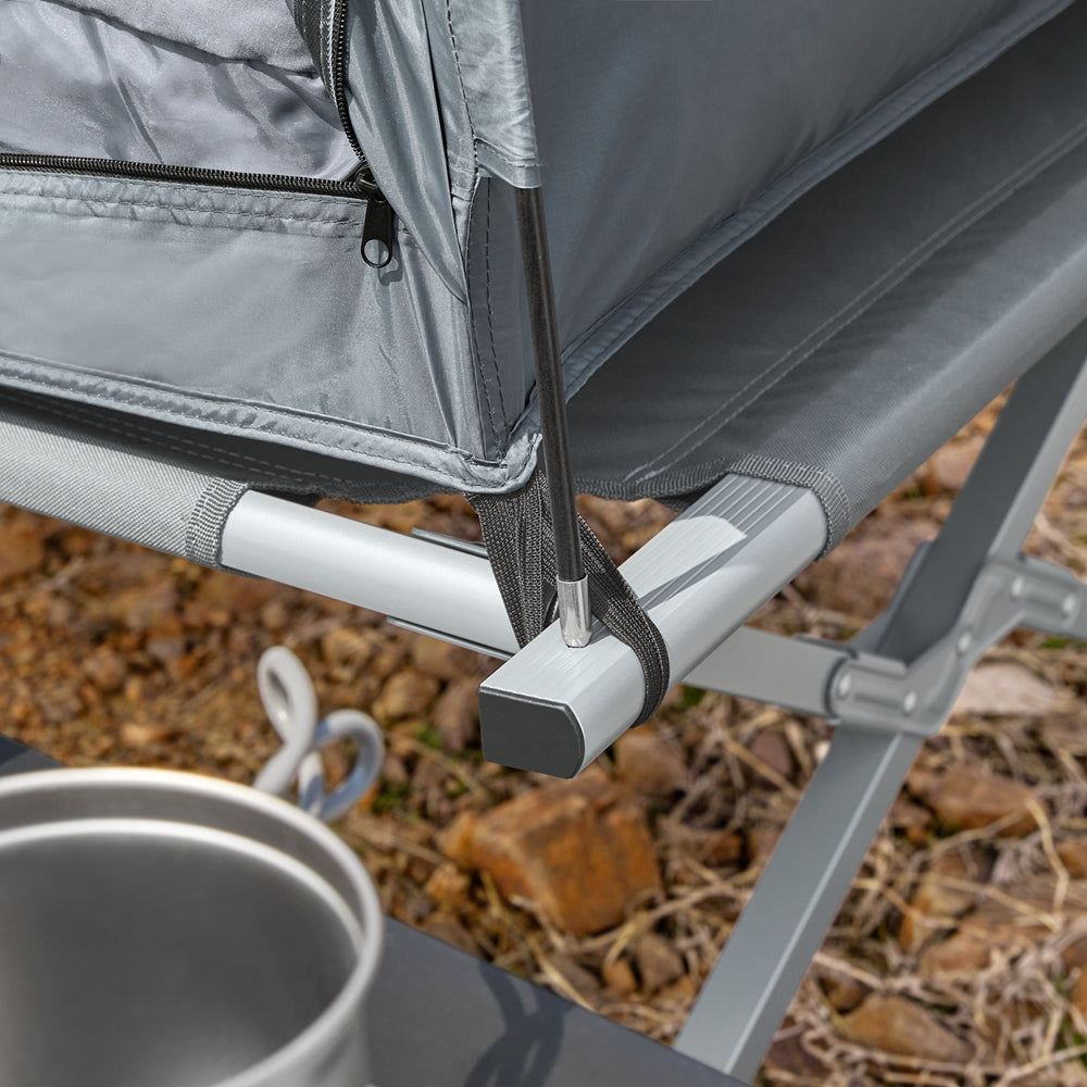 Telt til 1 person, Længde 193 cm Bredde 86 cm Højde 160 cm, grå