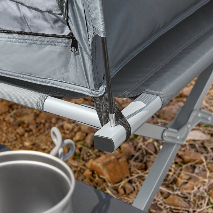 Telt til 1 person, Længde 193 cm Bredde 86 cm Højde 160 cm, grå