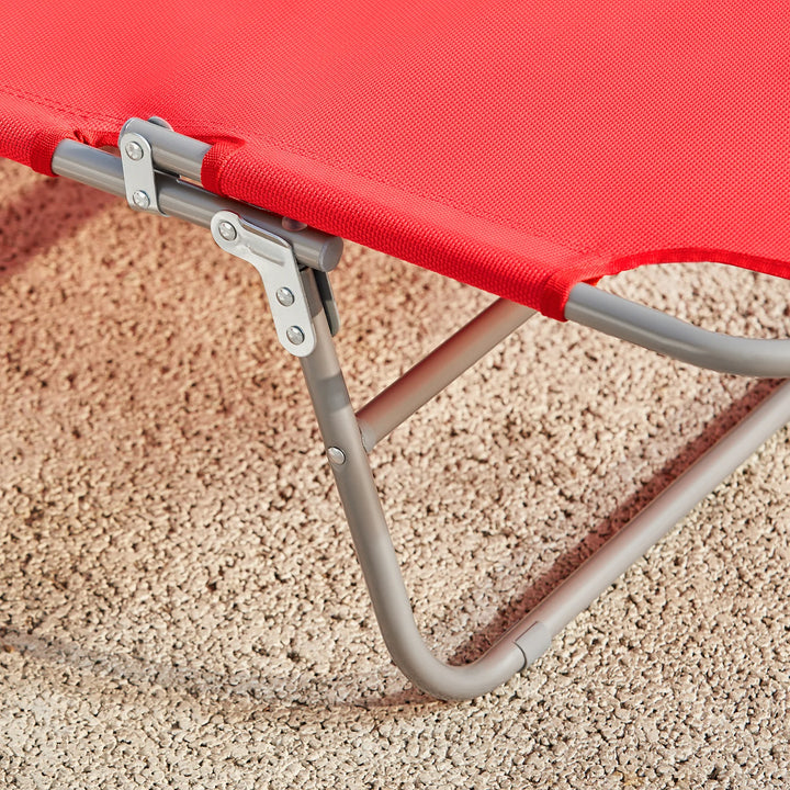 Liggestol, kan indstilles i 5 positioner, L195 x B63 x H30 cm, rød