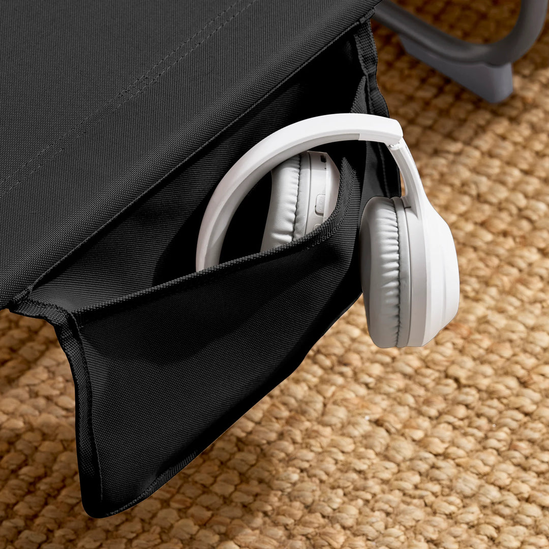 Foldbar solstol med nakkepude – til have og altan, sort