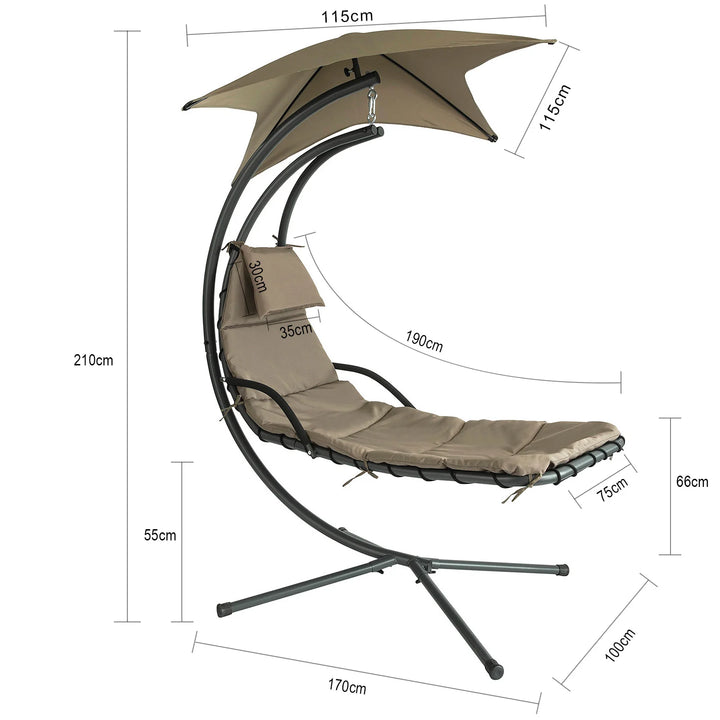 Moderne hængestol,  L170 x B115 x H210 cm, brun