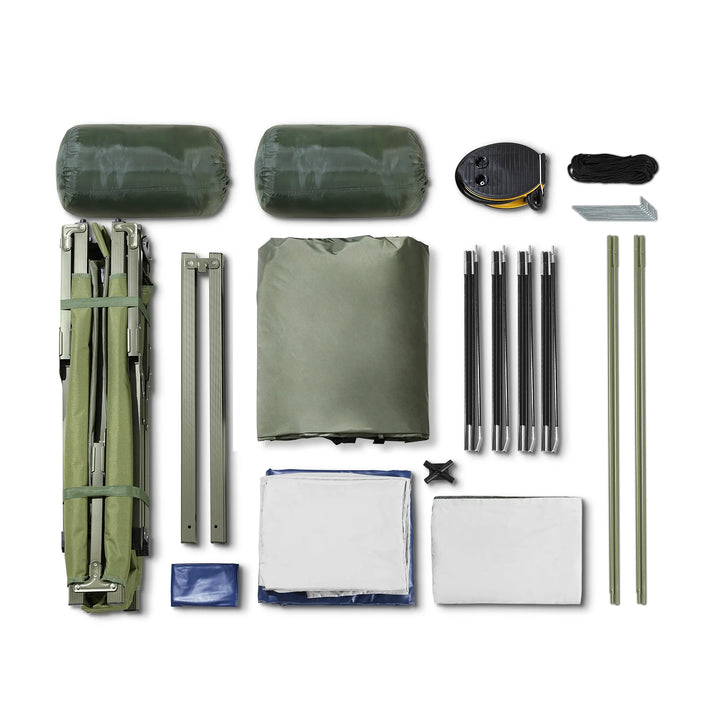 4-i-1 campingtelt til 2 personer i grøn (193 x 145 x 185 cm)