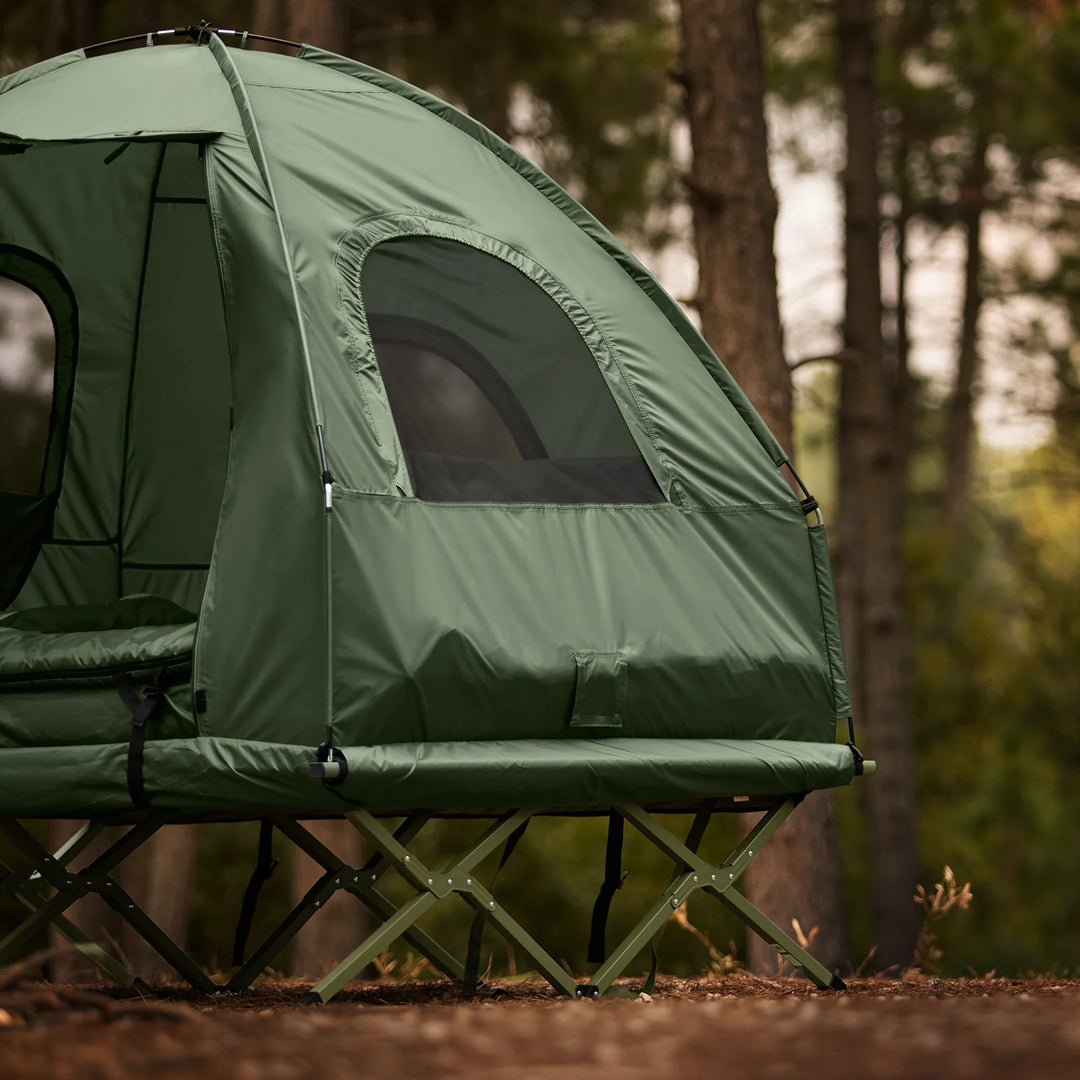 4-i-1 campingtelt til 2 personer i grøn (193 x 145 x 185 cm)