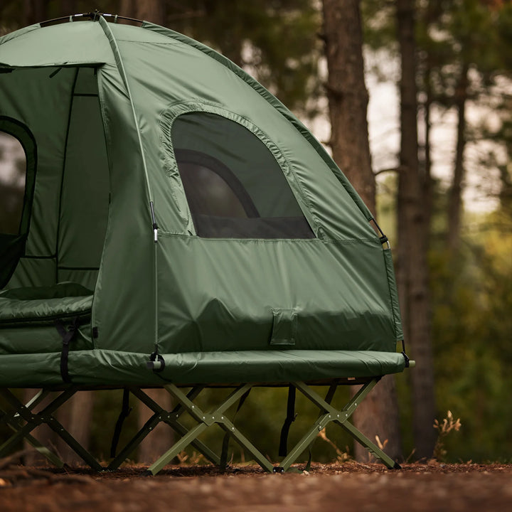 4-i-1 campingtelt til 2 personer i grøn (193 x 145 x 185 cm)