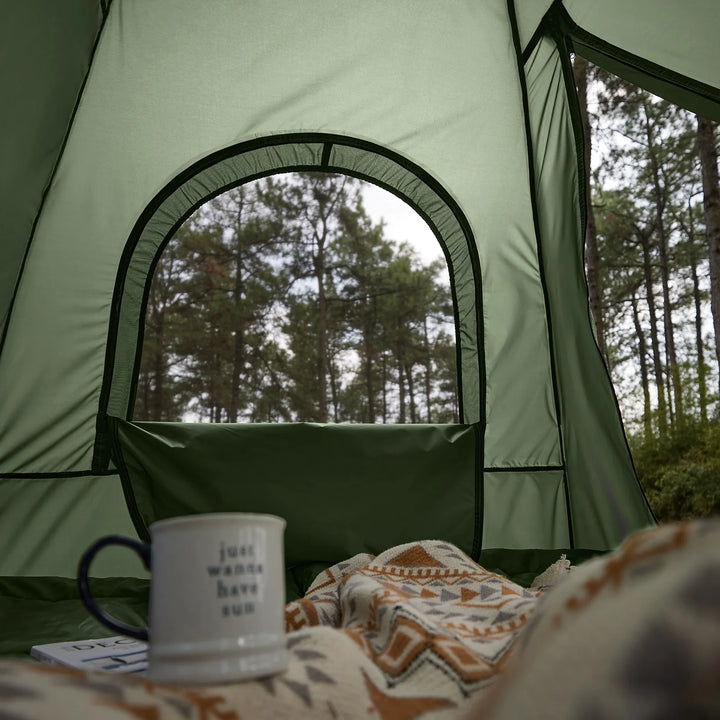 4-i-1 campingtelt til 2 personer i grøn (193 x 145 x 185 cm)