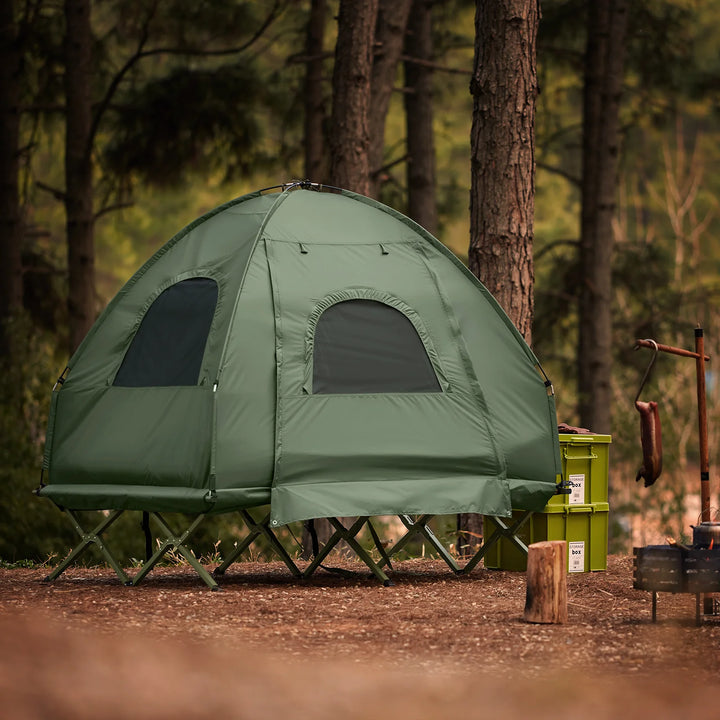 4-i-1 campingtelt til 2 personer i grøn (193 x 145 x 185 cm)