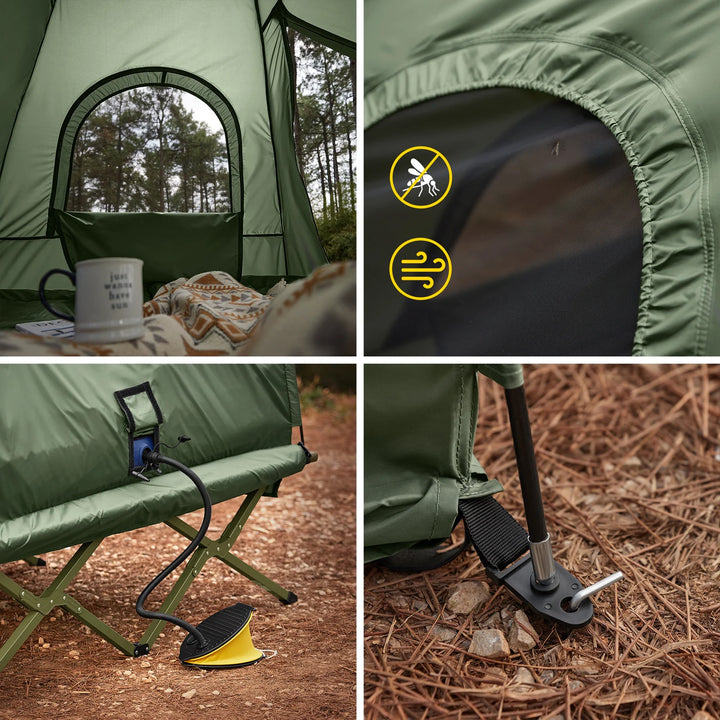 4-i-1 campingtelt til 2 personer i grøn (193 x 145 x 185 cm)