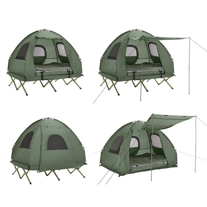 4-i-1 campingtelt til 2 personer i grøn (193 x 145 x 185 cm)