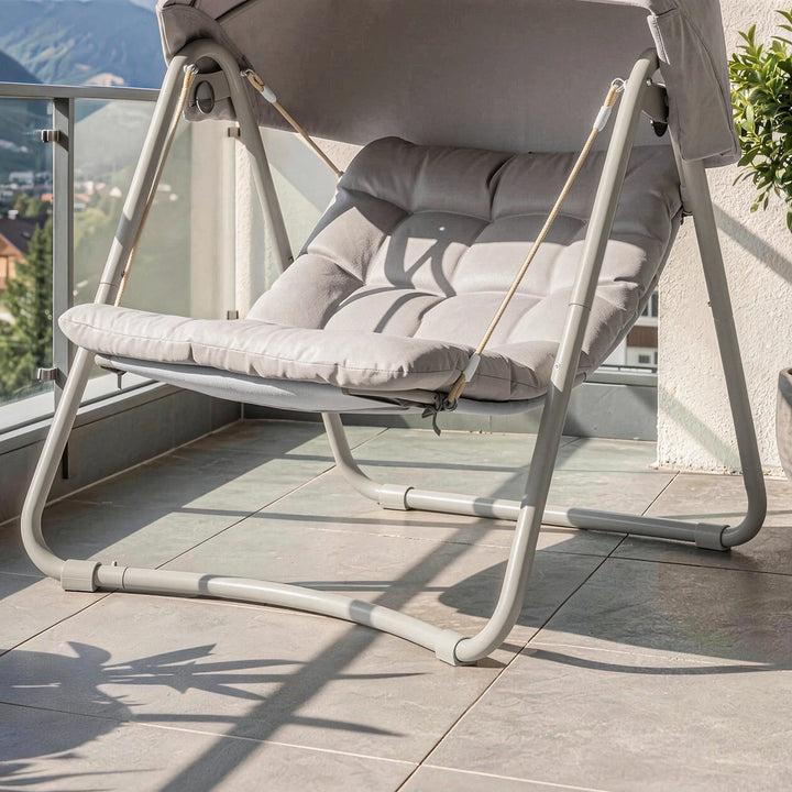 Hængende gyngestol med solskærm, beige, 108x163x126 cm