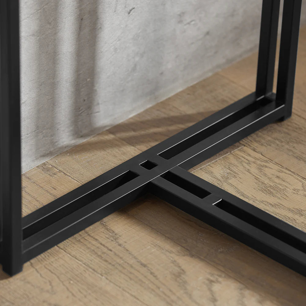 Barbordssæt i industriel stil, bord med 2 taburetter, brun med sorte ben