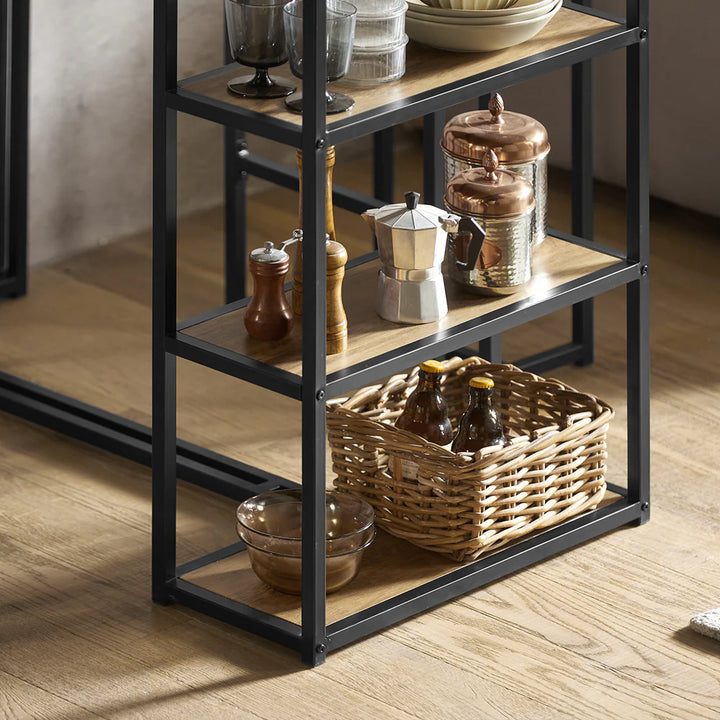 Barbordssæt i industriel stil, bord med 2 taburetter, brun med sorte ben