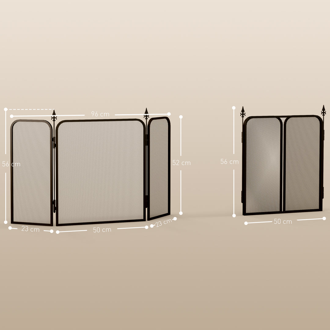 Sammenklappelig metalpejs gnistbeskyttelse, 96 x 1,3 x 56 cm, sort