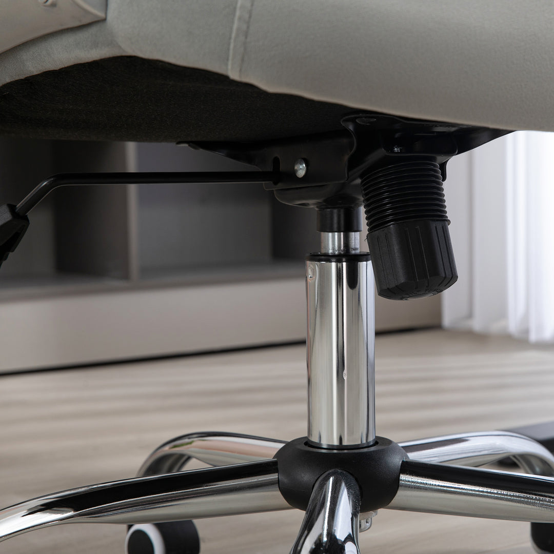 Kontorstol, gyngefunktion, højdejusterbar, fløjlslook, op til 120 kg, lysegrå