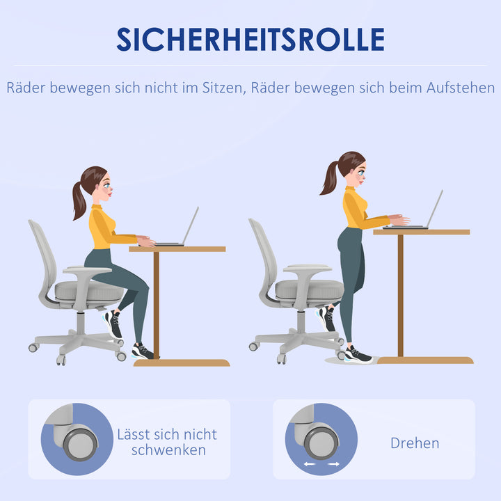 Kontorstol, ergonomisk skrivebordsstol med drejefunktion, højdejusterbar 55 x 48 x 83-95 cm, grå