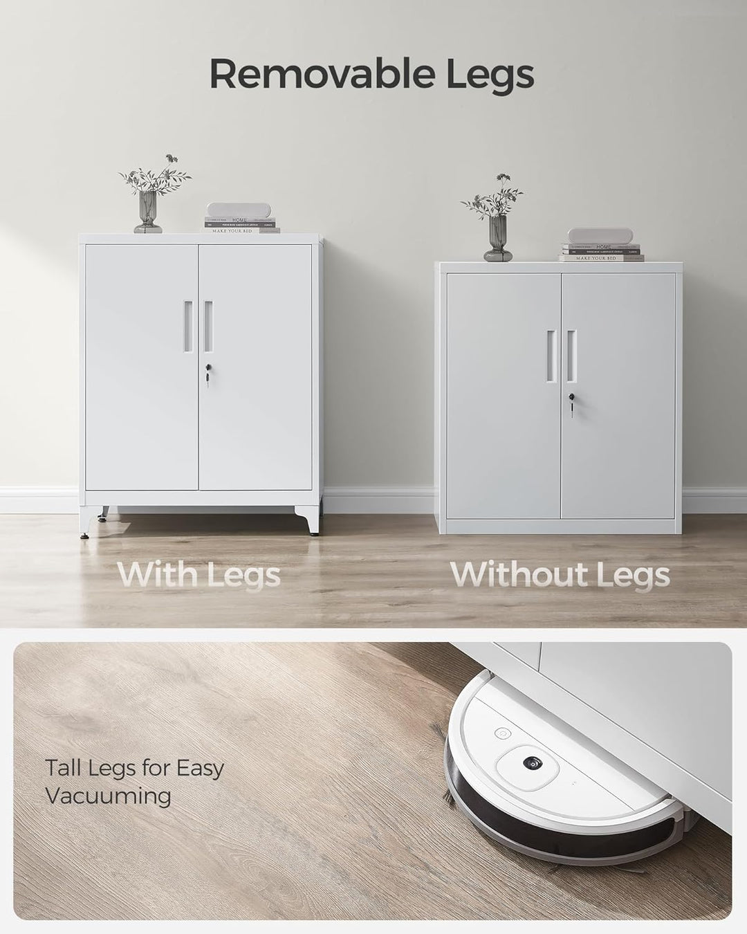 Opbevaringsskab med 2 låger og lås, gråt stålskab med dybe hylder, mål ca. 80 x 40 x 90 cm (H x B x D)