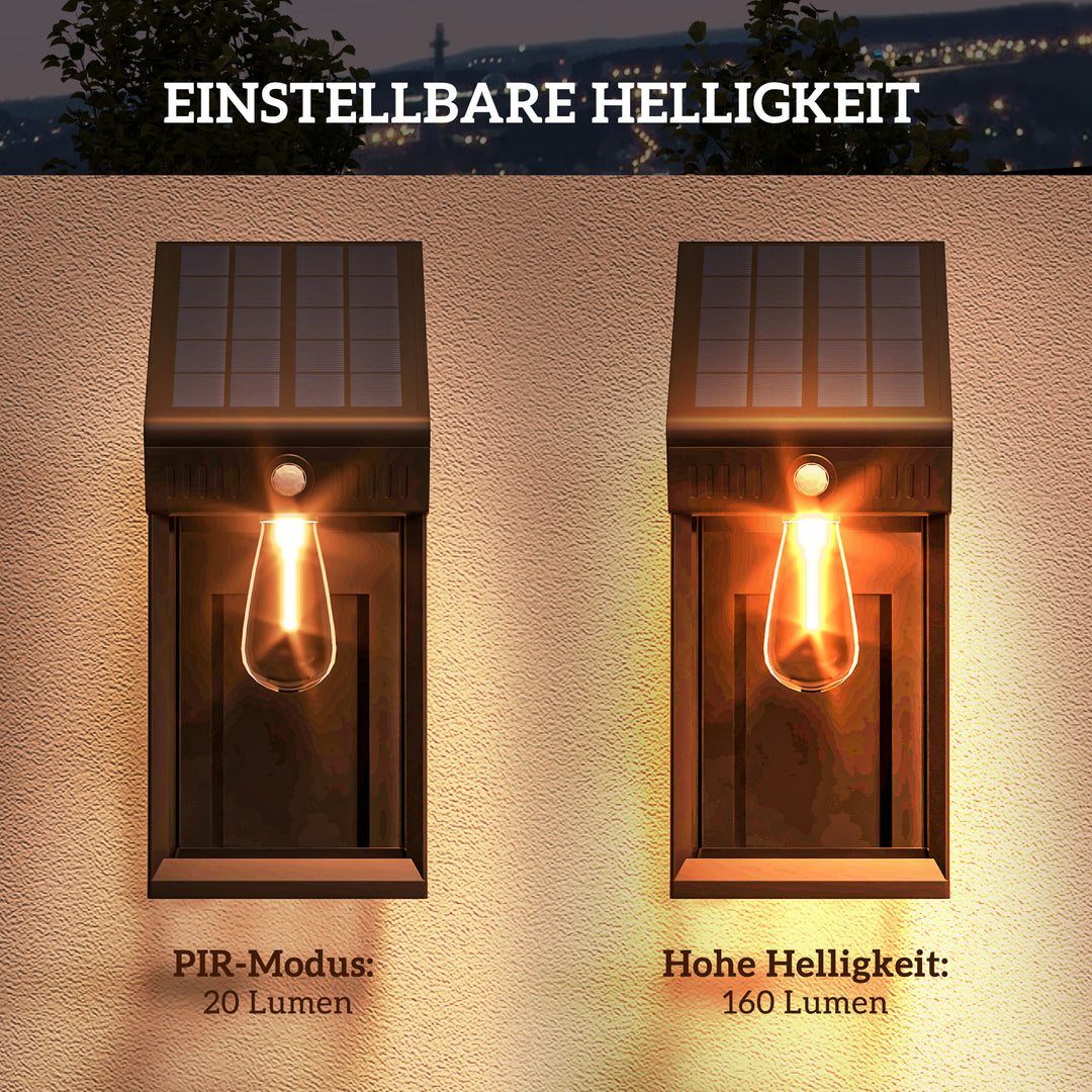 Havelampe med solcellepanel, udendørslampe, vejrbestandig, bevægelsessensor, 14 cm x 24 cm x 24 cm, sort