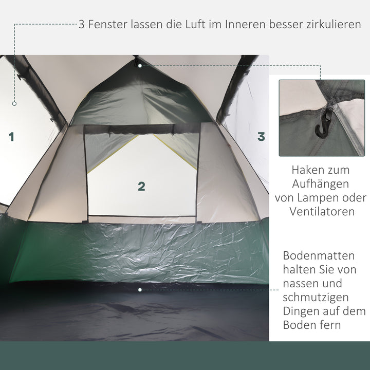 Campingtelt til 3 personer, pop-up kuppeltelt med vindue, bæretaske, pløkker, bund, familietelt med 1000 mm vandsøjle, telt til camping, rejser, trekking, have
