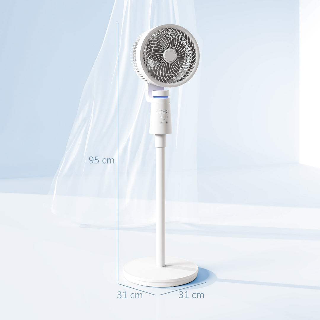 Sokkelventilator, luftcirkulator, ventilator med 3 hastighedsindstillinger, fjernbetjening, timer, 70°+90° oscillation