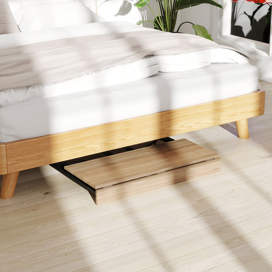 Klapbord med hjul, pladsbesparende, stål, mdf, eg