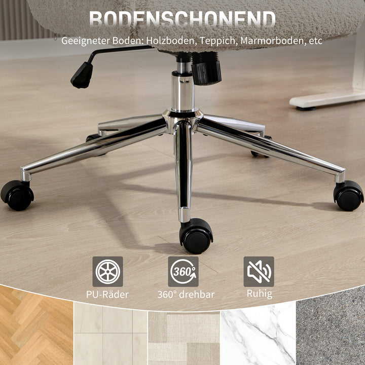 Kontorstol med justerbar nakkestøtte, ergonomisk skrivebordsstol, vippefunktion, højdejusterbar, grå og hvid