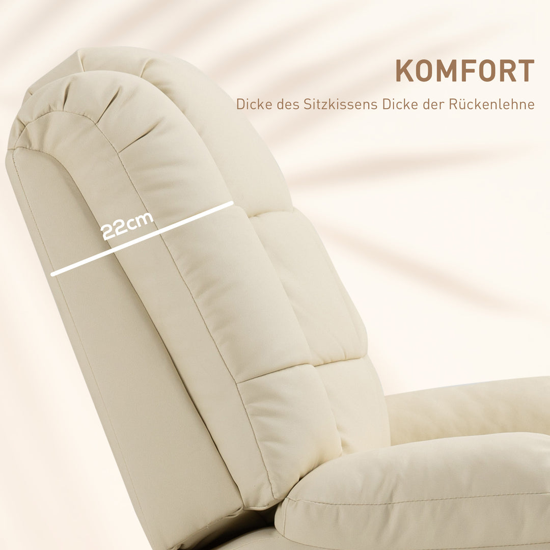 Massagestol, afslappende stol, 8 vibrationspunkter, hvilefunktion, kunstlæder, cremehvid, 94x99x99cm