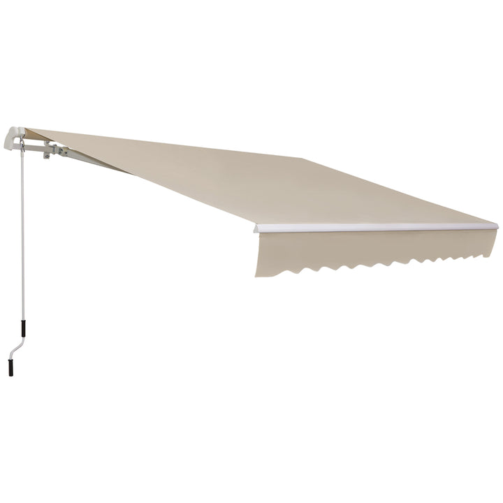 Foldbar markise, justerbar klemmemarkise, terrassemarkise, 3,95 x 3m, solafskærmning med håndsving, balkonmarkise, beige