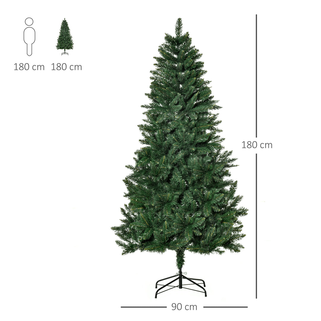 Kunstigt juletræ 180 cm fyrretræ med 724 grene, metalfod til indendørs brug