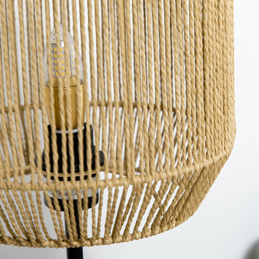 2-Delt belysningssæt. 1 gulvlampe, 1 bordlampe, 38 cm x 38 cm x 158 cm, naturlig + sort