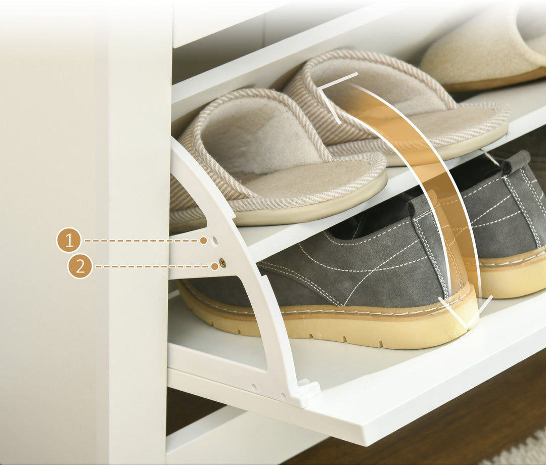 Skoskab med skoopbevaring, 3 rum, 18 par sko, 72 cm x 26 cm x 112 cm, hvid + brun