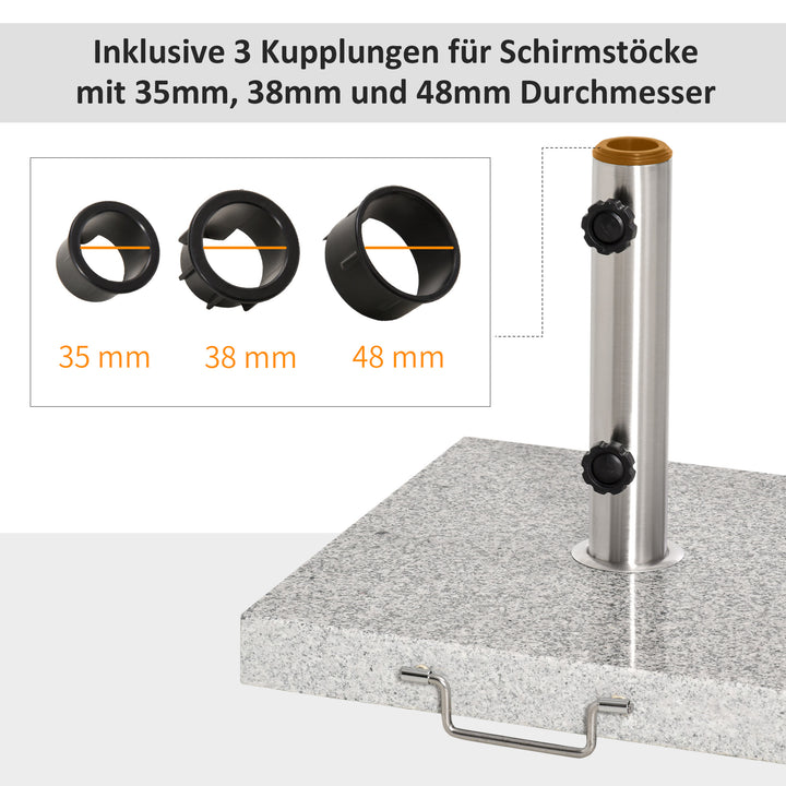 Parasolfod i rustfrit stål med håndtag, halvrund, paraplyholder, paraplyvægt til parasoller Ø3,8-Ø4,8 cm, til altan, terrasse, have, grå