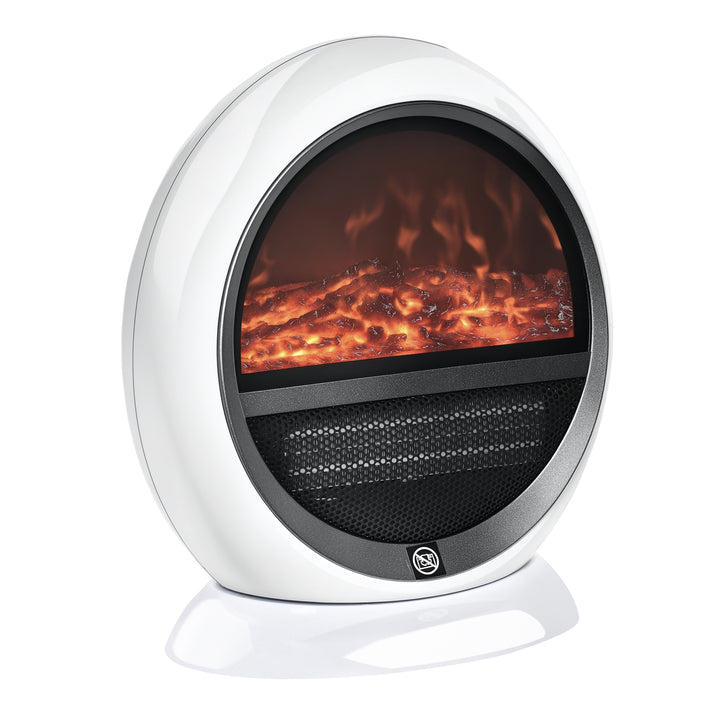 Led elektrisk pejs mini bord fritstående pejsovn med flammeeffekt 1500w abs plast hvid 30,5 x 18 x 35 cm