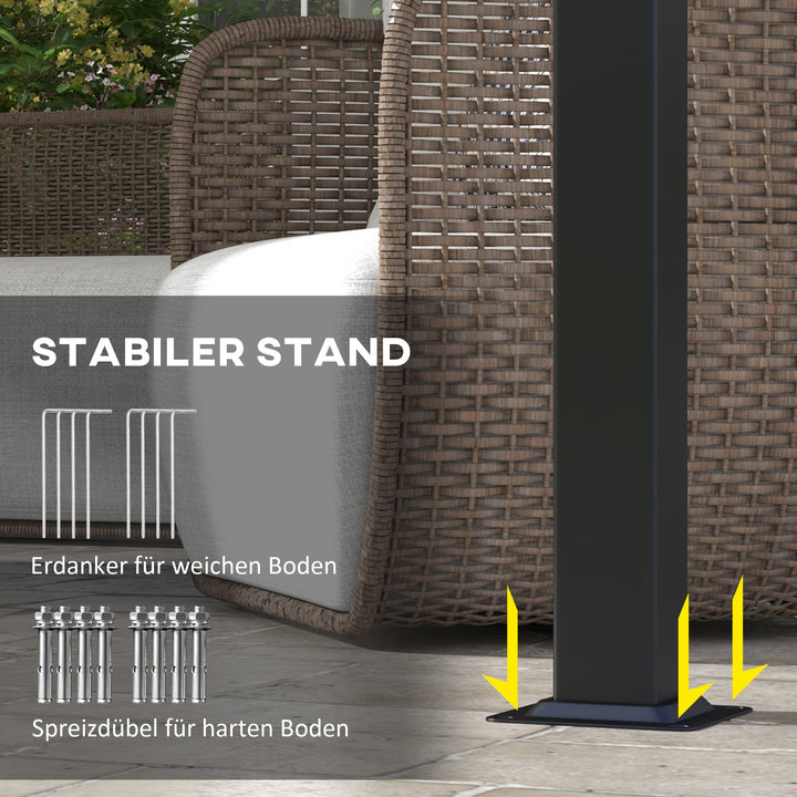 Markise/solsejl. Pergola, vejrbestandig, inklusive monteringsbeslag, 3 x 3,5 m, beige
