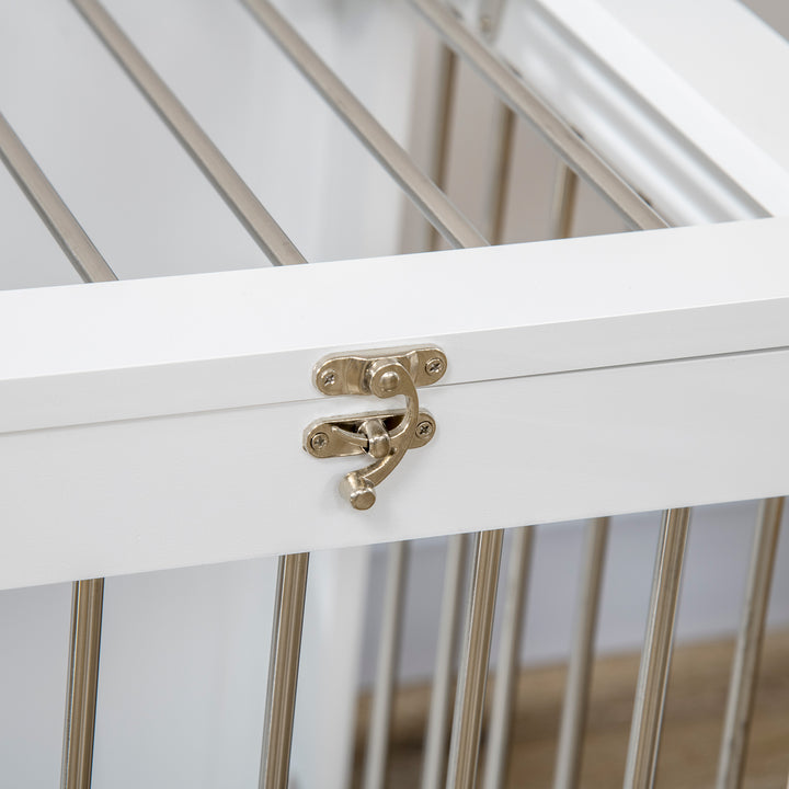 Hundebur med 2 døre, aflåseligt hundebur, stålnet, 80 cm x 50 cm x 56,5 cm, hvid + sølv