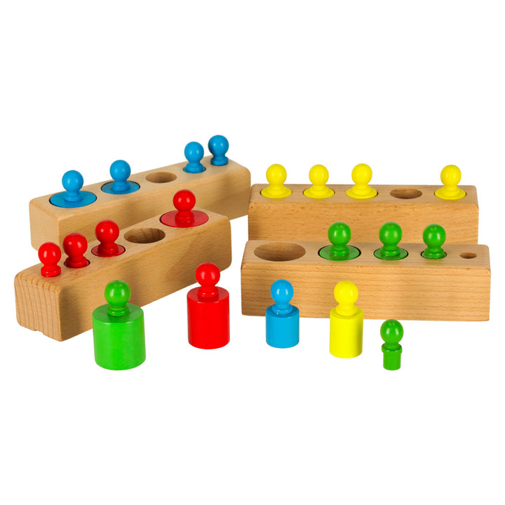 Vægte træcylindre Montessori farverige
