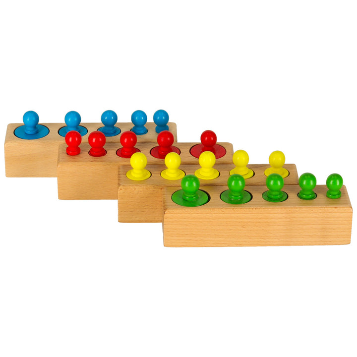 Vægte træcylindre Montessori farverige