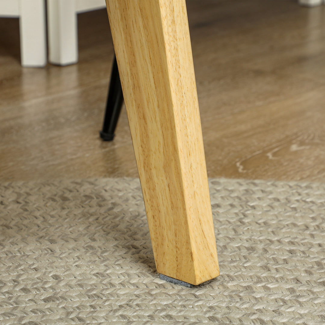 Moderne lænestol med armlæn, stofbetrukket, gummitræ accentstol, bæreevne 120 kg, cremehvid