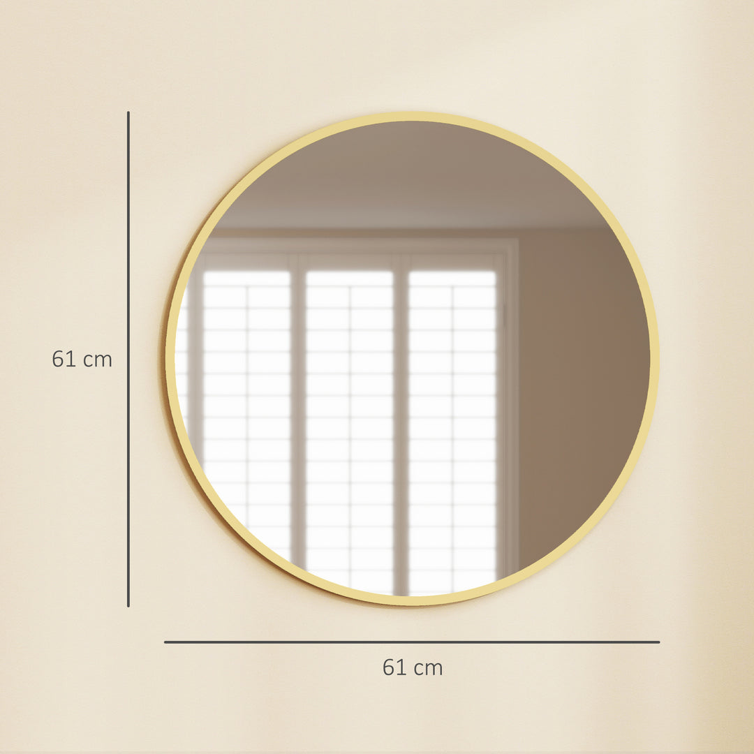 Vægspejl, moderne design, 61 x 61 cm, guld