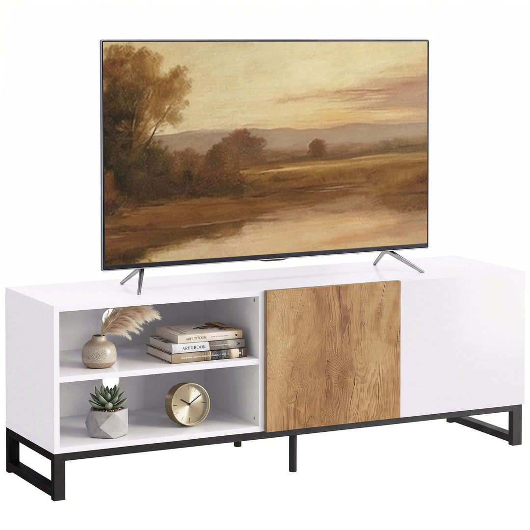 TV-skab til fjernsyn op til 55 tommer, moderne TV-lavbord, hvid