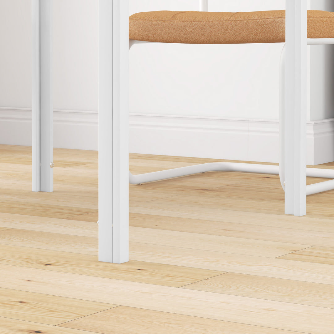 Firkantet spisebord til 4 personer, hærdet glasplade, til køkken og spisestue, 75 x 75 x 75 cm, hvid