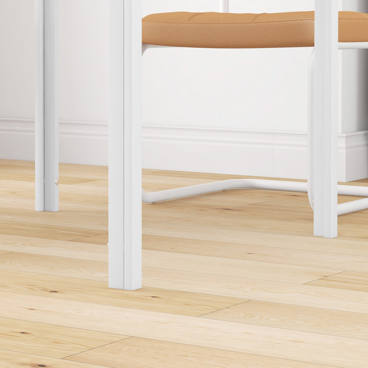 Firkantet spisebord til 4 personer, hærdet glasplade, til køkken og spisestue, 75 x 75 x 75 cm, hvid