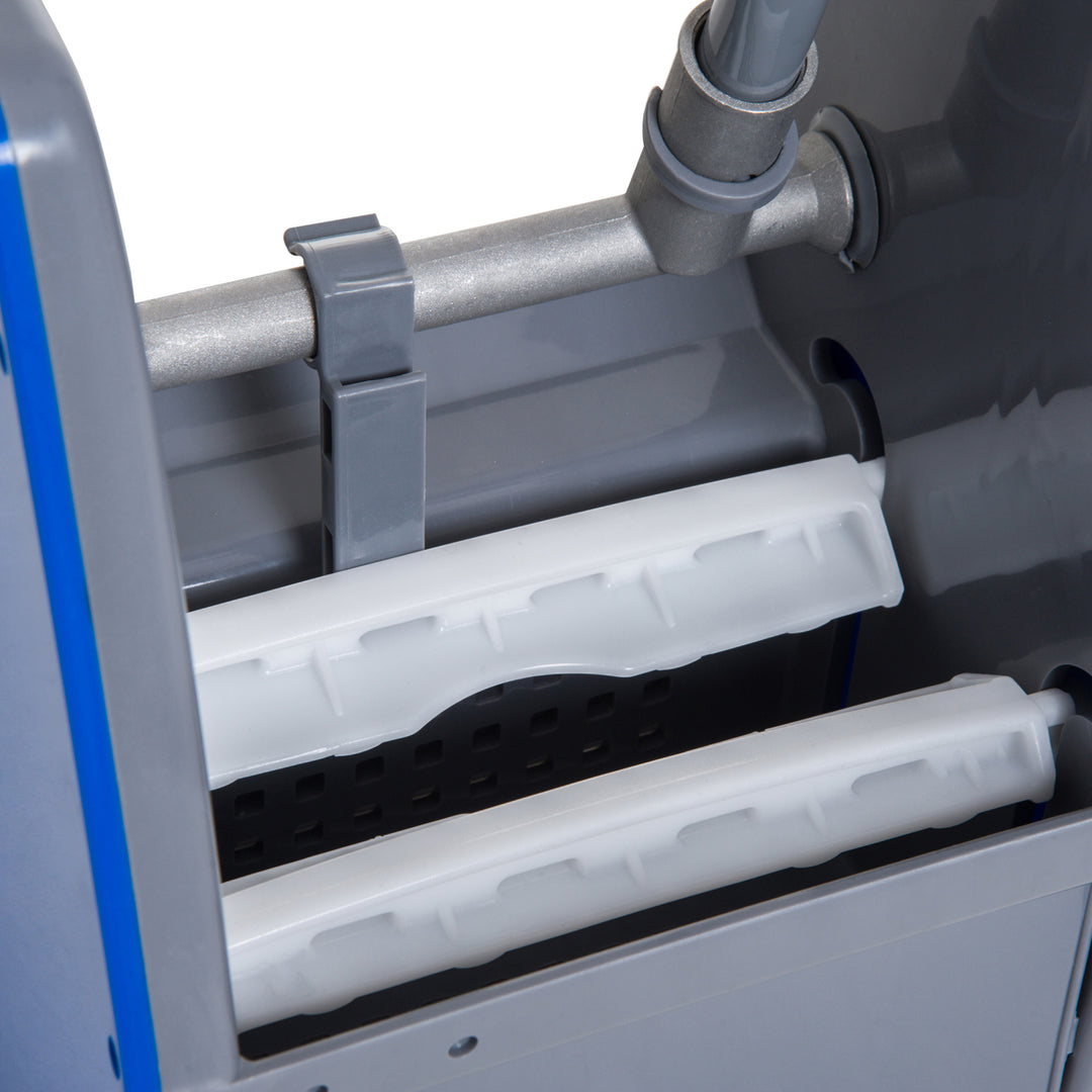 Rengøringsvogn moppevogn med 2 spande systemvogn med 4 letløbende hjul metal+pp blå+rød 73 × 45 × 92 cm