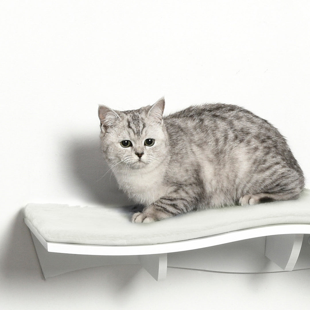 Katteklatrevæg kattehængekøje katteseng væg kattehylde vægmonteret kattemøbel plys mdf hvid 53 x 28 x 12 cm