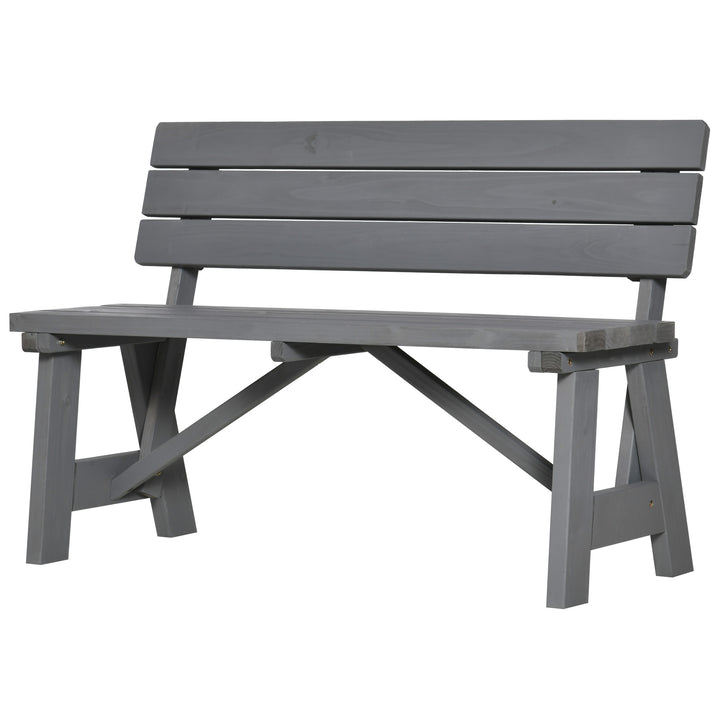 2-personers havebænk i træ, vejrbestandig, UV-bestandig, havemøbler med ryglæn, 116 x 56 x 80 cm, grå