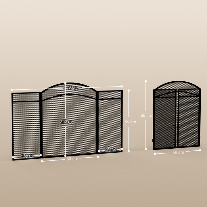 Gnistbeskyttelse til pejse, elegant gnistfanger, foldbar, belagt, sort, 96 x 60 cm
