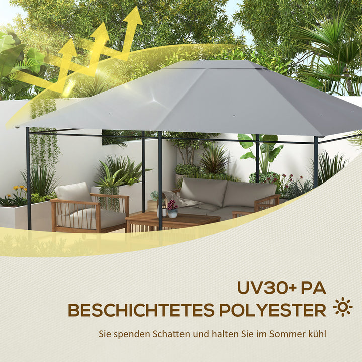 Udskiftningstag til pavillon/lysthusbaldakin, vejrbestandig, 397 x 297 cm, lysegrå