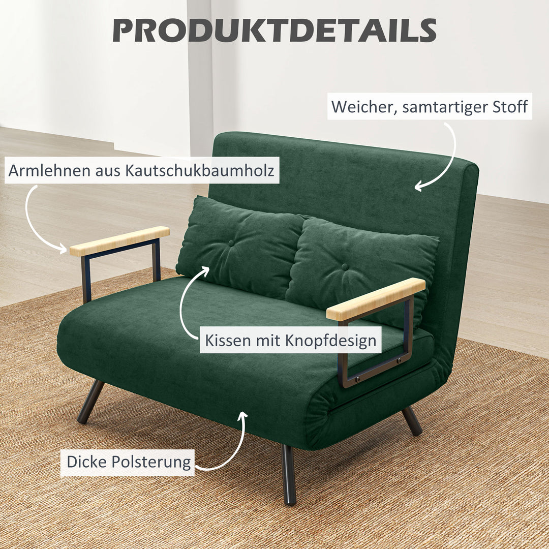 4-i-1 sovesofa med sovefunktion, fløjlslook, 183x98,5 cm, grøn